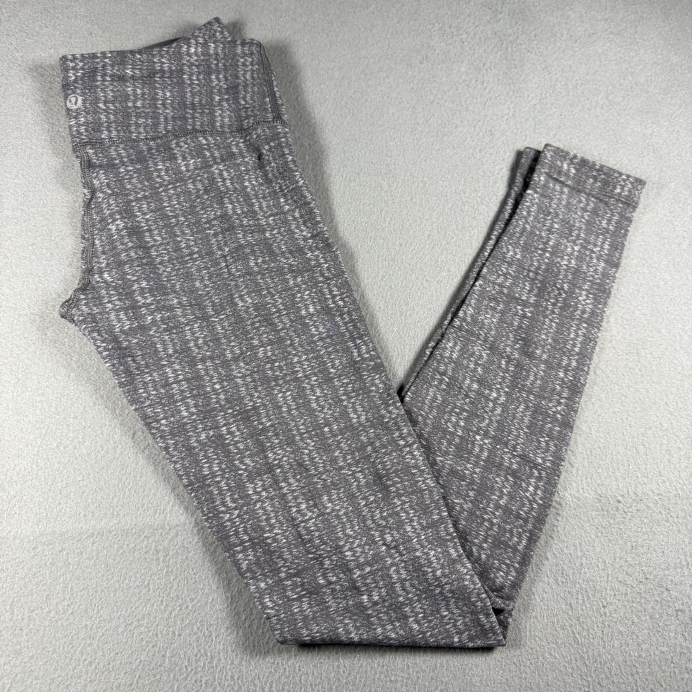 Lululemon Grey White Space Dye Leggings Full Length Yoga Pants Size 6